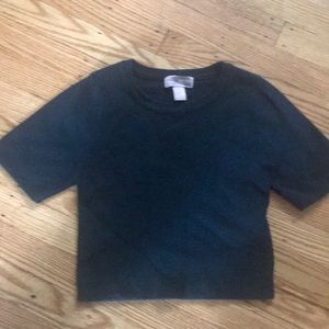 Forest green cropped short sleeved sweater